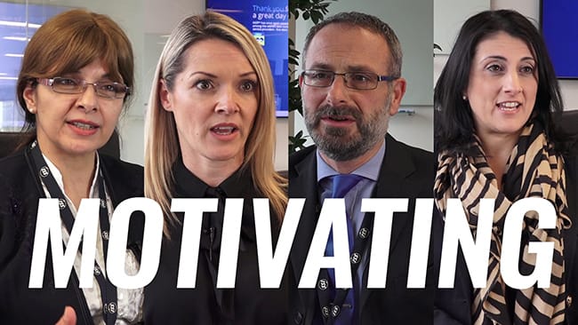A video with four employees at ISS Facility Services talking about motivating